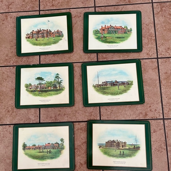 Martha Stewart Woven Water Resistant Lindos Fabric Placemat  Set of 6 Vintage Golf Course Placemats 9/12 Inch
